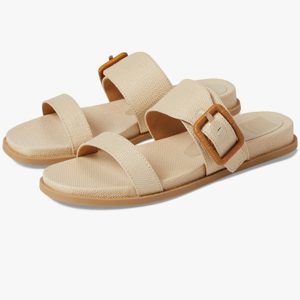🔹️Dolce Vita 🔹️Shoes Genzel Wheat Straps Beige Slip On Sandals Size 8.5